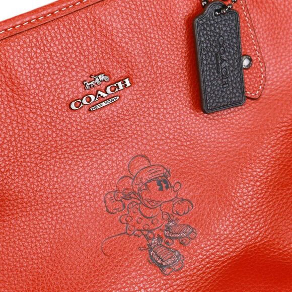 NWT Coach Skating MickeyZip Top Leather Tote Red